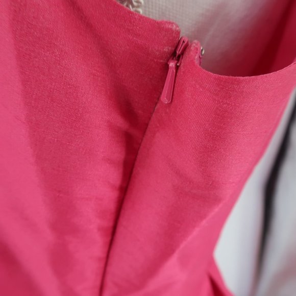 Lula Kate Charleston Pink Shantung One Shoulder Gown in Fuchsia Pink Size 10 - Picture 3 of 10